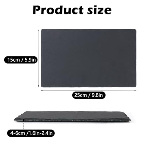 8 Pack 10 x 6 Inch Slate Cheese Boards, Black Rectangle Slate Charcuterie Boards, Natural Charcuterie Stone Plates for Parties, Gifts, and Special Events, Cheese, Sushi, Food. - size: 8 Pack 10 x 6 Inch