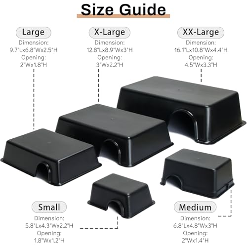 Reptile Hide Box - Provides Security and Safety for Geckos and Snakes, Easy to Clean, Small Size (5.8" x4.3" x 2.2"). - size: S