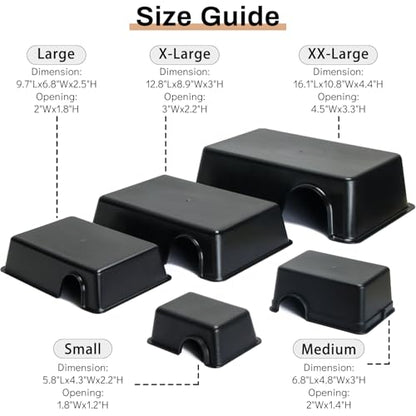 Reptile Hide Box - Provides Security and Safety for Geckos and Snakes, Easy to Clean, Small Size (5.8" x4.3" x 2.2"). - size: S
