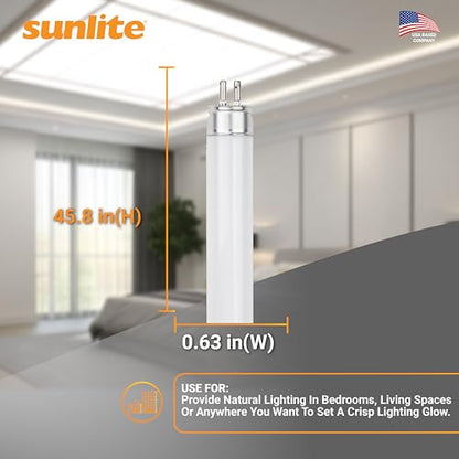 Sunlite F54T5/850/HO 4 Foot T5 Linear Fluorescent Lamp, 54 Watts, 5000 Lumens, 5000K Daylight, Miniature G5 Bi-Pin Base, ROHS Compliant, High Performance Straight Tube, 40 Pack - color: 5000k, style: 54 watts (45.80-Inch)