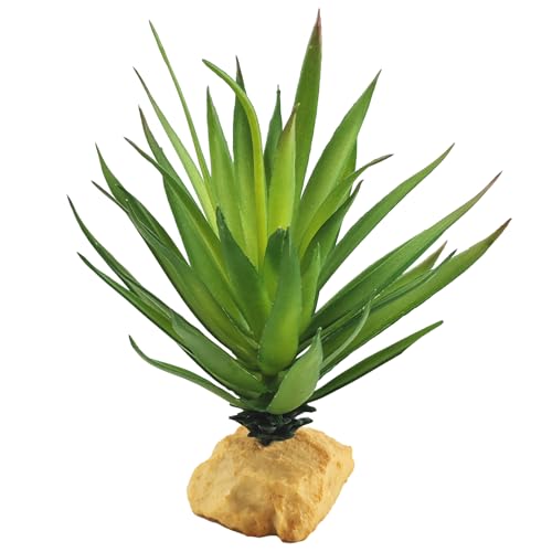 Woyrise Reptile Plants Succulent, Artificial Desert Plant for Terrarium Decor, Bearded Dragon Tank Accessories fit Gecko Lizard Chameleon Ball Python Snake - Agave Sisalana - color: Agave Sisalana