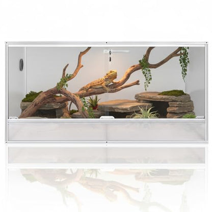 120 Gallon Bearded Dragon Tank, 48x24x24 Reptile Enclosure, Silver - color: Silvery