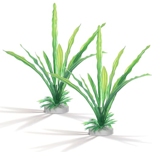 2 Pack Green Silk Plastic Fish Tank Decor 10.8'' Artificial Aquarium Plants Betta Leaf Hammock Artificial Silk Plants Goldfish Fish Plant Aquarium Decorations for Small Tank
