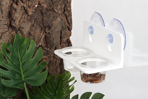 Crested Gecko Feeding Ledge with 10PCS Gecko Food Water Dish - White - color: White