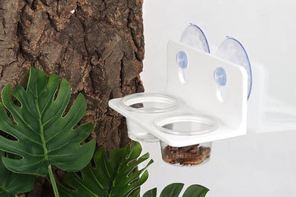 Crested Gecko Feeding Ledge with 10PCS Gecko Food Water Dish - White - color: White