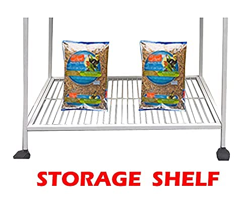 64" X-Large Wrought Iron 4-Levels Chewproof for Ferret Squirrel Chinchilla Sugar Glider Mice Rat Mouse Hamster Home Cage Tight 1/2-Inch Bar Spacing Easy Clean Pull Out Tray Romovable Rolling Stand - color: White Vein, size: 32"L x 19"W x 64"H With 1/2" Sp