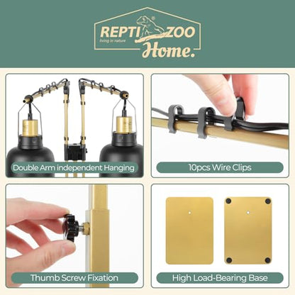 Dual Reptile Light Fixture with Dual Lamp Stand