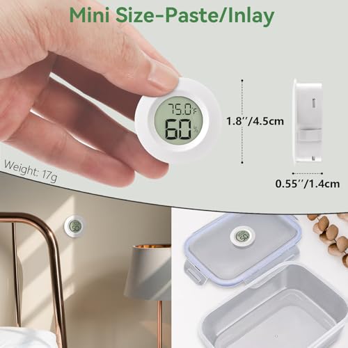Atogou 2-Pack Mini Hygrometer & Thermometer, Indoor Outdoor Digital Humidity Meter Gauge Temperature, ℉/℃, for Home, Office, Reptile, Car, Greenhouse, Lab, Terrarium, Cellar.. A01 White - color: White 2-pack