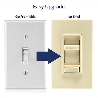 Leviton SureSlide Dimmer Switch for Dimmable LED, Halogen and Incandescent Bulbs, 6674-P0I, Ivory - color: Ivory