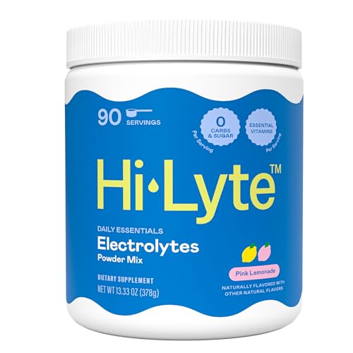 Hi-Lyte Electrolyte Powder, Daily Hydration Supplement Drink Mix, 90 Servings | Sugar-Free, 0 Calories, 0 Carbs | No Maltodextrin. Gluten-Free | Supports Keto | Light Refreshing Flavor (Pink Lemonade) - style: Pink Lemonade - 90 Servings