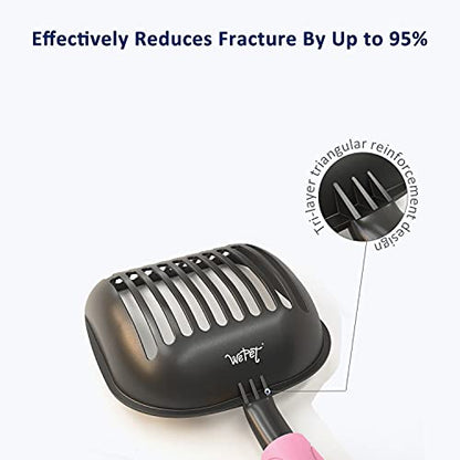 WePet Cat Litter Scoop, Non-Stick Plated Aluminum Alloy Sifter, Kitty Durable Metal Scooper, Deep Shovel, Long Handle, Kitten Pooper Lifter, Size Large, Coated Black Body with Pink Handle - color: #10 Pink, size: Large