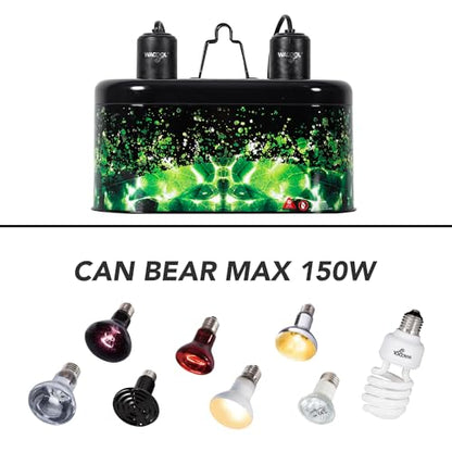 WACOOL Reptile Dome Light Dual Fixture for 2 Light Bulbs, Optical Reflector Lampshade for Tropical Desert Reptile Heat Lamp UVB Light Dual Combo Kit with 2 Independent Switches