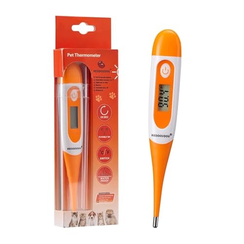 Digital Pet Thermometer for Accurate Fever Detection, Suitable for Cats/Dogs/Horse/Veterinarian, Waterproof Pet Thermometer, Fast and Accurate Measurements in 20 Seconds (Orange) - color: Orange