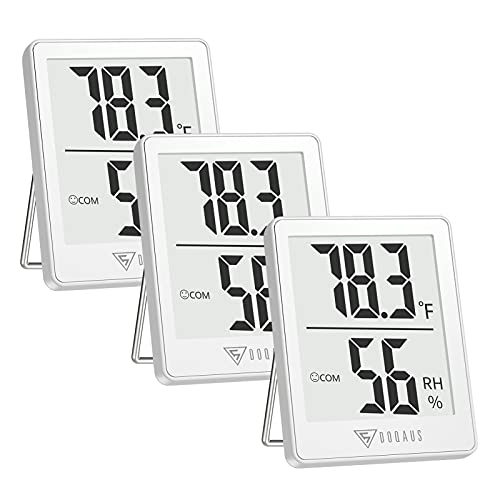 DOQAUS Indoor Thermometer [3 Packs], Humidity Gauge Room Thermometer for Home, Digital Hygrometer, Accurate Temperature Humidity Monitor Meter for House, Office, Greenhouse, Home White (2.3X1.8inch) - color: White, size: 3 Pack