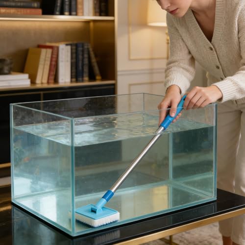 Fish Tank Cleaning Brush, Long Handle, 92cm, Algae Scrapers, Aquariums Cleaning Kit, Foldable Sponge, for Aquarium Betta Water Wall Turtle Reptile Terrarium Kitchen