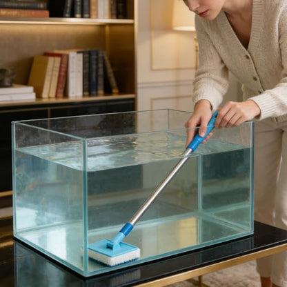 Fish Tank Cleaning Brush, Long Handle, 92cm, Algae Scrapers, Aquariums Cleaning Kit, Foldable Sponge, for Aquarium Betta Water Wall Turtle Reptile Terrarium Kitchen