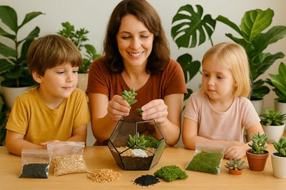 Succulent Planter Kit - Terrarium Kit with Succulent Soil, Gravel, Pebble, Moss,