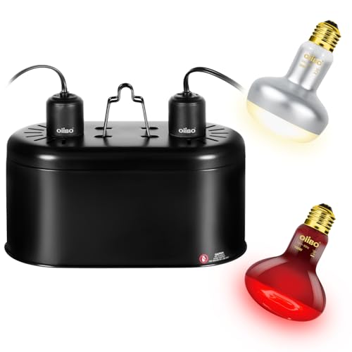 Reptile Dual Lamp Fixture Heat Lamp Bulb Combo Pack,100W UVA Daylight Reptile Heat Lamp and 100W Infrared Reptiles Heat Blub Basking Spot