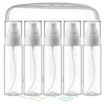 Cosywell Fine Mist Spray Bottles 3.5oz/105ml 5 Pack Leak Proof Mister Spray Bottle Refillable Plastic Hair Spray Bottle for Perfume Skincare Toners Water Cosmetics (Clear) - color: A-Clear