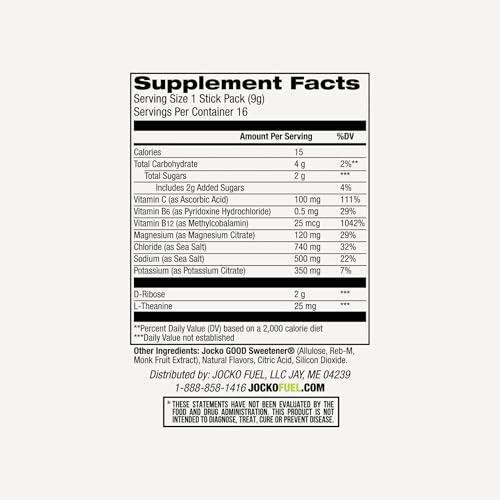Jocko Fuel Hydrate Electrolytes Powder Packets Bundle Lemon Lime and Blue Raspberry - Hydration Amplifier Packets for Recovery, Dehydration, & Exercise - with Vitamins B6, B12 & C (32 Packets)