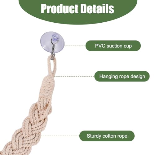 MiOYOOW Hermit Crab Rope Toys, 2PCS Hanging Hermit Crab Vines Toys with Suction Cups, Reptile Tank Terrarium Accessories for Lizards Geckos Snakes Hermit Crabs Spiders