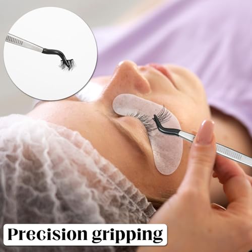 Zelphvt 4 PCS Tweezers with Rubber Tips Rubber Tipped Tweezers Set PVC Coated Long Bent & Flat &Straight Tip Tweezer for Crafting Stamps Beads Jewelry Tools