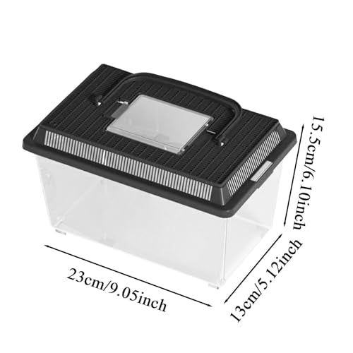 Reptile Terrarium, Reptile Feeding Box Snake Breeding Tank, Terrarium Hatching Carrier, Portable Habitat Feeding Box with Handle, for Pet Gecko Frog Snail Spide Lizard Scorpion Mantis Geckos
