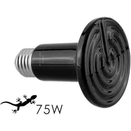 75W Ceramic Heat Emitter for Reptiles, Amphibians, Dogs, Cats, and etc - No Light Infrared Heat Lamp for Terrariums and Vivariums