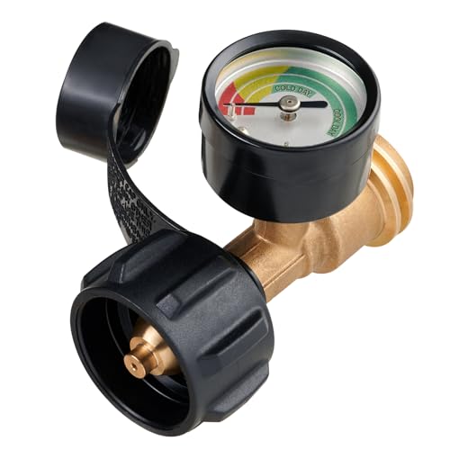 Propane Tank Gauge Level Indicator Leak Detector for 5lb to 40lb Tank, Universal for BBQ Gas Grill, Cylinder, RV Camper, Heater and More Appliances, QCC1/Type 1 Connection