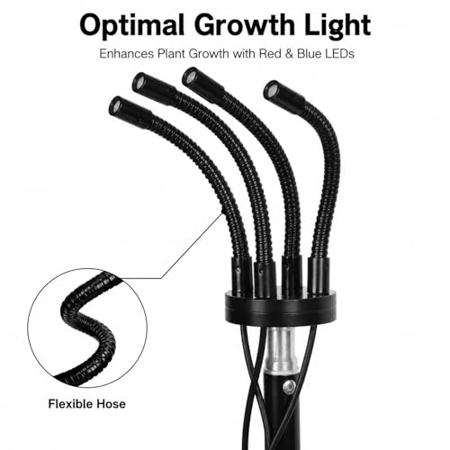 Plant Growing Light Tube with Adjustable Tripod, 4 Lamp Bar Full Spectrum Red Blue, 40W, Timer On Off - Omni - Directional Coverage, Multi - Angle Lighting for Succulent Plants