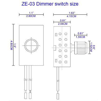 Zing Ear ZE-03 Inline Rotary Dimmer Switch for Table Lamp.Incandescent, 300W MAX Knob Switch Replacement Kit - size: Paper shell