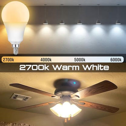 E12 A19 100W Equivalent LED Candelabra Light Bulbs 2700K Warm White, AC120V 9W 1000LM, E12 A60 Globe Candelabra Small Base Screw Socket Bulb for Ceiling Fan Chandelier Salt Lamp, Non-Dimmable, 2 Pack - color: 2700k Warm White, size: 100 Watts