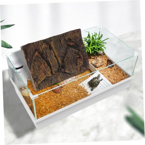 Happyyami Turtle Tank Decorative Panel Realistic 3D Aquarium Background Reptile Tank Accessory Easy to Assemble 2 Pieces