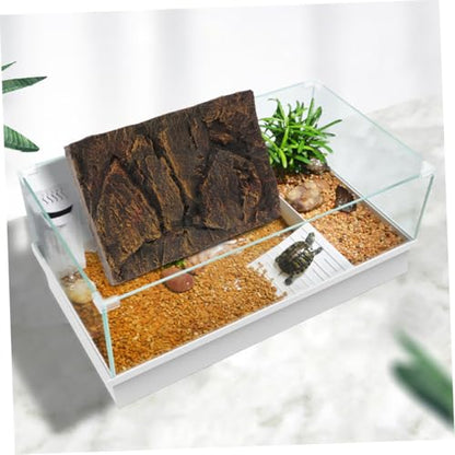 Happyyami Turtle Tank Decorative Panel Realistic 3D Aquarium Background Reptile Tank Accessory Easy to Assemble 2 Pieces