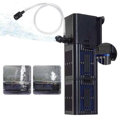 Aquarium Filter Water Flow Adjustable for 55-200 Gallon Fish Turtle Tank 400GPH Biochemical Filtration 4in1 Submersible Internal Powerful Pumps & Filters Keep Freshwater Saltwater Crystal Clear Large - size: 400GPH-Water Flow Adjustable