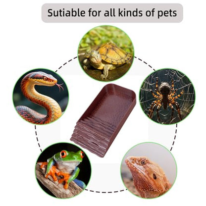 3 PCS Reptile Water Dish, Leaf Reptile Water Bowl, Amphibians Habitat Tortoise Food Bowl with Climbing Ramp for Turtle, Gecko, Snake, Bearded Dragon, Lizard - color: Brown