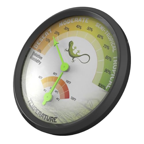 Reptile Thermometer Hygrometer Analog Temperature Humidity Meter Battery-Free Mini Mechanical Gauge for Terrarium and Pet Enclosure
