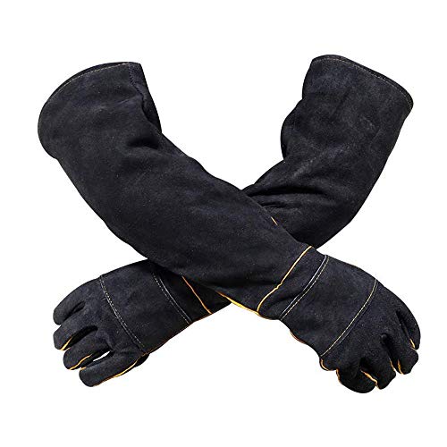 YBB Animal Handling Anti-bite/Scratch Gloves for Dog Cat Bird Parrot Pet (Black) - color: Black