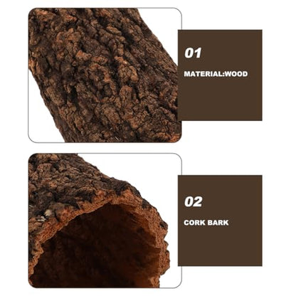 DECHOUS Natural Cork Round Reptile Hideaway 7.9x3.9 Inch Leopard Gecko Crested Gecko Terrarium Decor Wood Bark Hideout Cave for Small Reptiles Amphibians