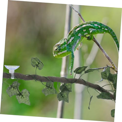 COLLBATH Jungle Vines Artificial Leaf Decor for Reptile Habitats Flexible Vines with Cups and Leaf for Lizards Frogs Snakes and More Green