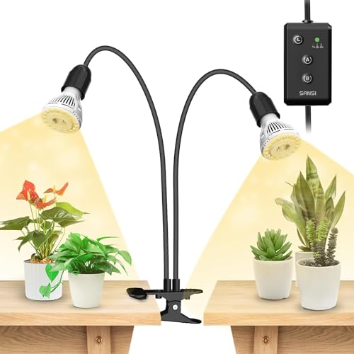 SANSI LED Grow Lights for Indoor Plants, Lifetime Free Bulb Replacement, 300W Full Spectrum+20W(5W*4) Puck Grow Lights for Indoor Plants