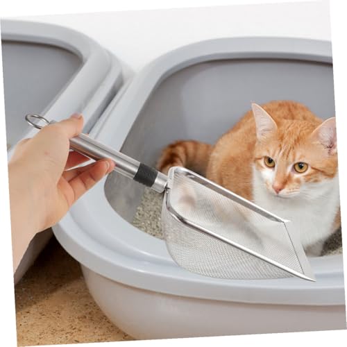 Luxshiny Reptile Litter Scoop Stainless Steel Metal Shovel 1.5x1.5mm Mesh Sifter for Indoor Terrarium Substrate Pet Waste Removal