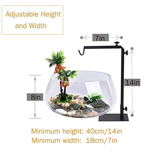 Reptile Lamp Stand, Landing Lamp Stand Bracket with Base, Adjustable Floor Light Holder, Durable Metal Lamp Support for Lizards, Turtles, Snakes, Spiders, Amphibians and Other Cold-Blooded Animals (M)