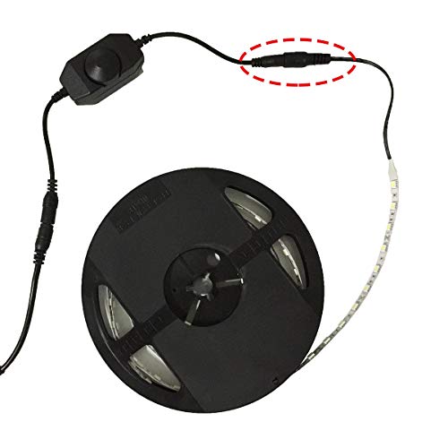 DC 12V-24V 3A LED Strip Dimmer Switch LED Tape Dimmer Controller PWM Inline Rotary Dimmer 5.5mm x 2.1mm DC Jack for COB LED Strip SMD 5050 3528 2835 5630 LED Ribbon LED String Light, Black - color: Black(1pcs)