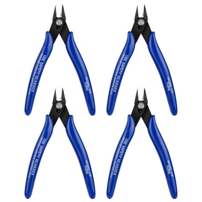 Ainiv Wire Cutters, 4PCS Spring-loaded Side Cutters Flush Cutters, Diagonal Cutters Precision Side Cutters, Diagonal Cutting Pliers in CRV Steel, Heavy Duty Cutting Pliers for Electrical, Homes - color: Blue Wire Cutter-4pcs, size: 4pcs