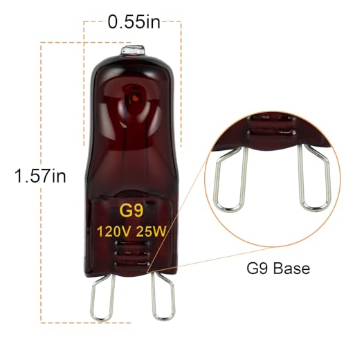 G9 Heat Lamp Bulbs for Reptile,Night Red, Mini Halogen Bulb 25W, Infrared Reptile Heat Lamp for Bearded Dragon Gecko Turtle Lizard, Pack of 2 - size: 25W-Pack of 2