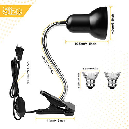 Dallfoll Reptile Heat Lamps, Turtle Lamp UVA/UVB Turtle Aquarium Tank Heating Lamps with Clamp, 360°Rotatable Basking Lamp for Reptiles Lizard Turtle