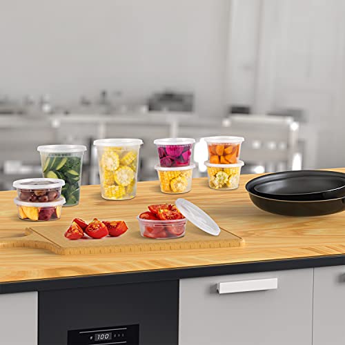 TashiBox [8oz-40 Sets Plastic Containers with Airtight Lids, Food Storage Containers, Deli, Slime, Soup, Meal Prep Containers | BPA Free | Stackable | Leakproof | Microwave/Dishwasher/Freezer Safe - size: 8oz-40sets