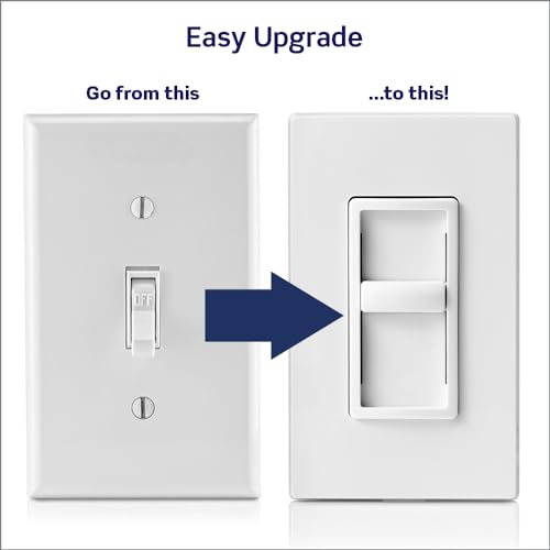 Leviton SureSlide Dimmer Switch for Dimmable LED, Halogen and Incandescent Bulbs, 6672-1LW, White - color: White