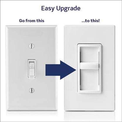 Leviton SureSlide Dimmer Switch for Dimmable LED, Halogen and Incandescent Bulbs, 6672-1LW, White - color: White